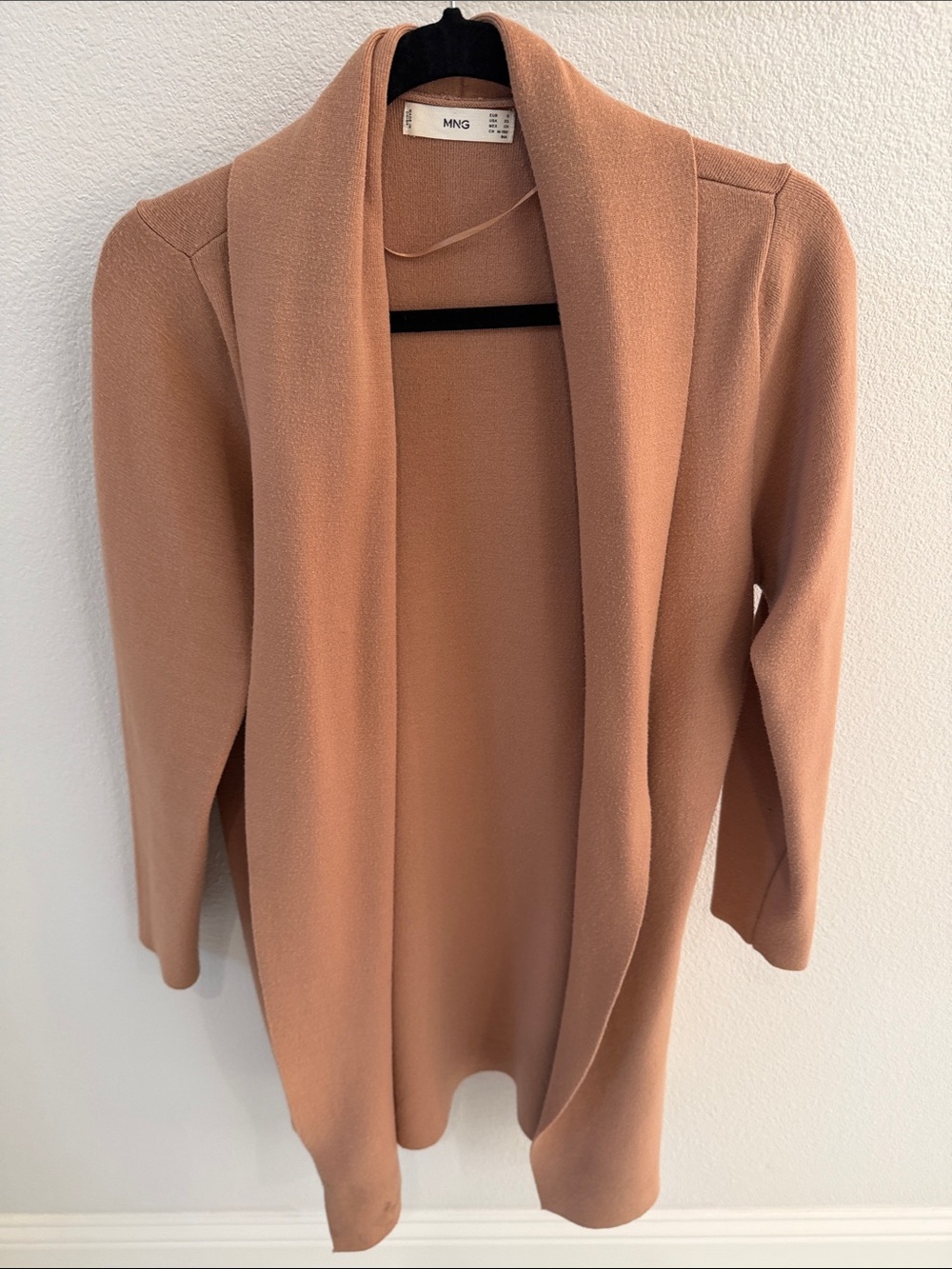 Used Mango Open-Front Coatigan in Camel Brown